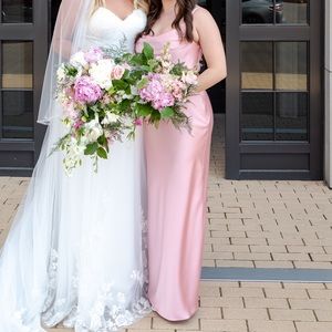 Revelry skye satin dress in blushing bride